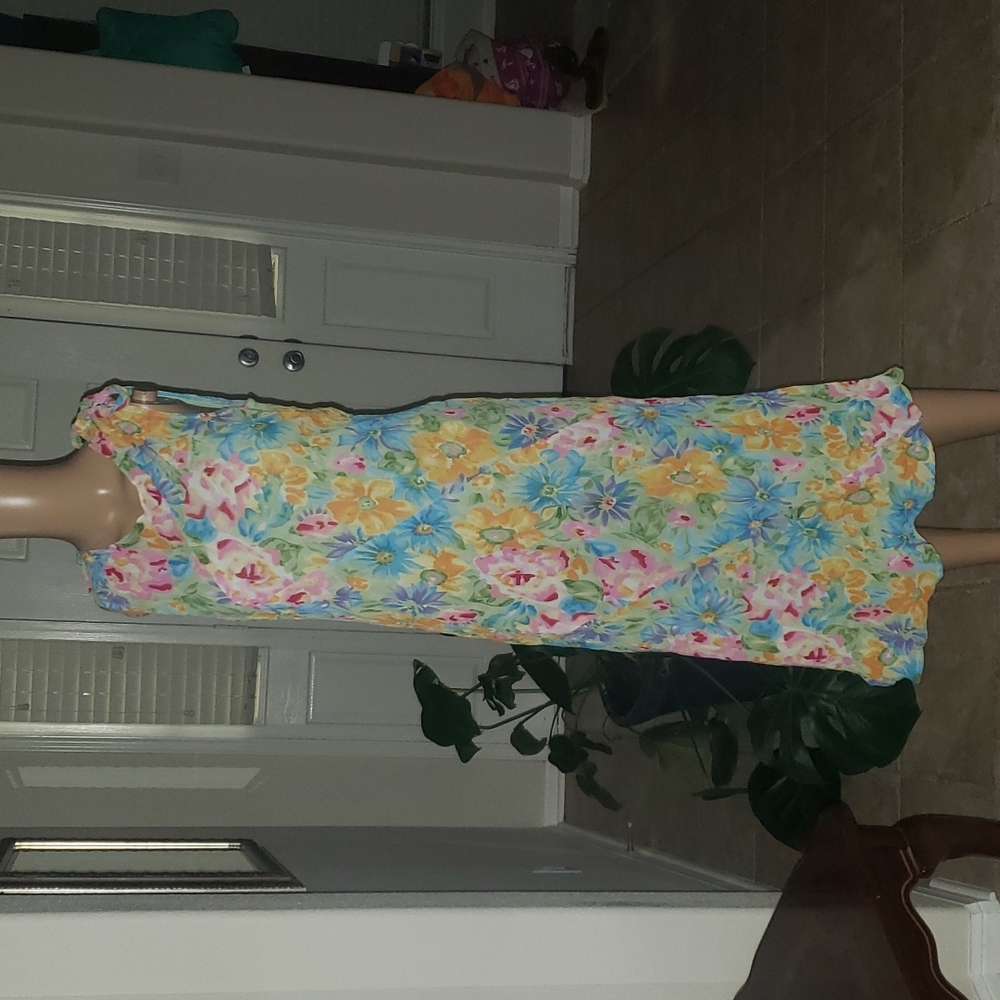 Napa Valley 14 vividly colored floral fit & flare dress self tie on shoulder